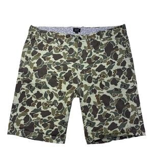 HUF Shorts Mens 40 Green Duck Camouflage Skate Streetwear Stretch Baggy 2000s